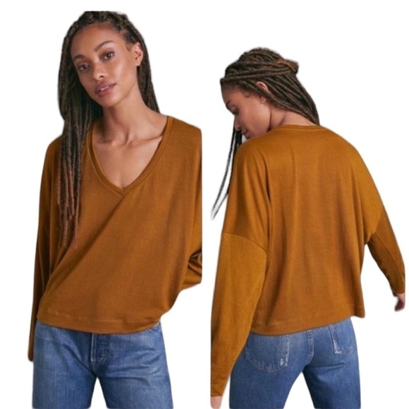 Anthropologie - Dina V-Neck Top Long Sleeve Oversized Sz L - Picture 7 of 7